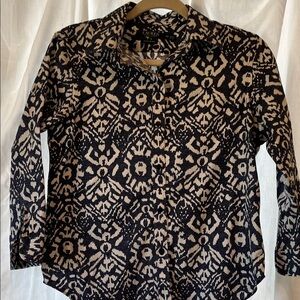 Ralph Lauren Dark Blue and Light Cream Ikat Print Shirt  size PM